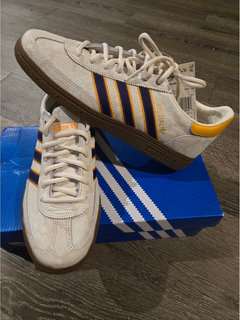 adidas Handball Spezial White Purple Yellow Gum KK1189 Men's 8 New Box